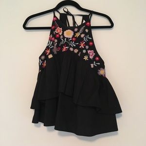 Floral embellished tank top